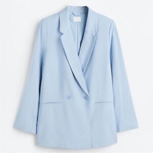 H&M baby blue double breasted, oversized blazer size Small